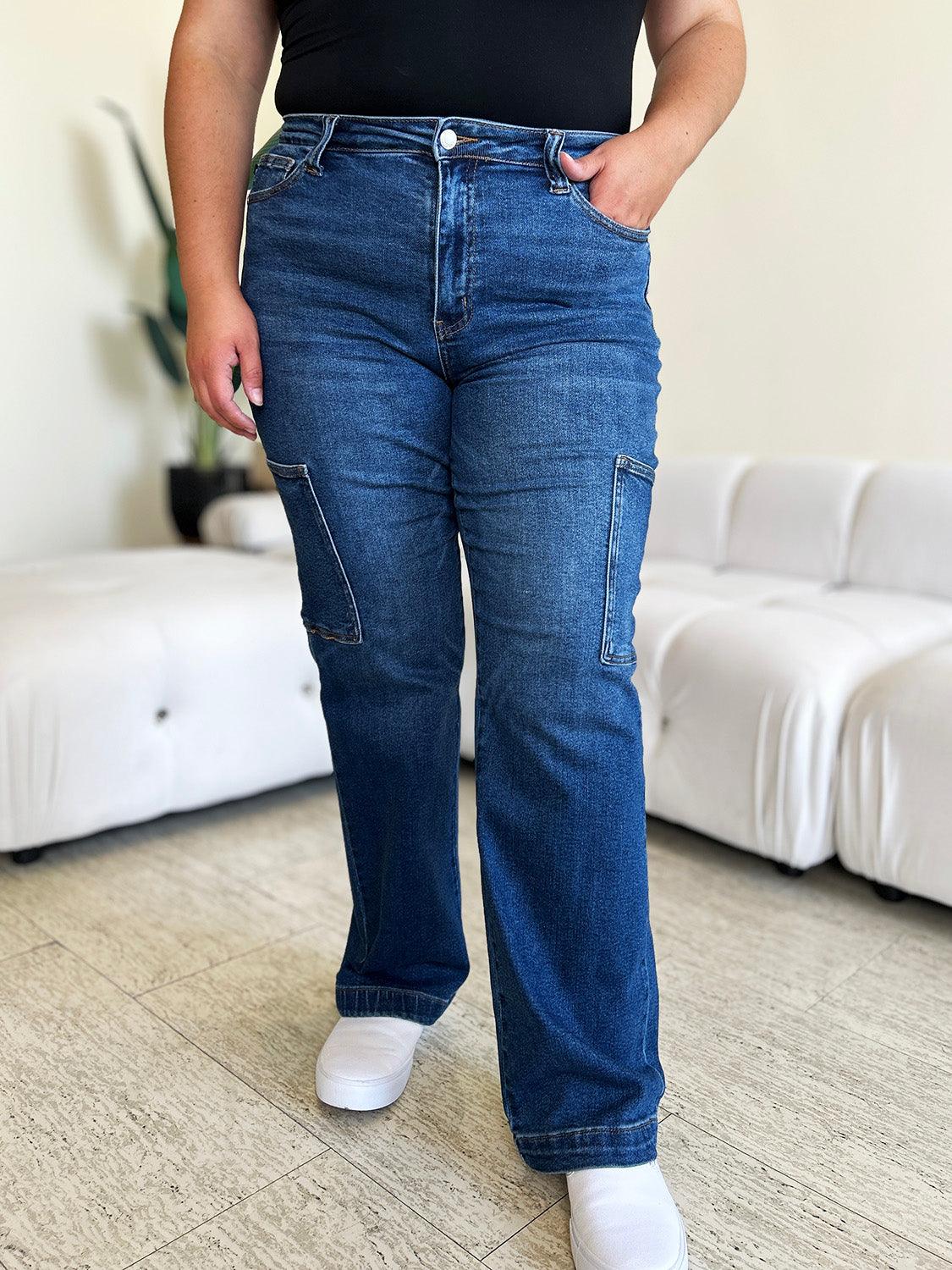 Judy Blue Full Size High Waist Straight Cargo Jeans - Wildflower Hippies