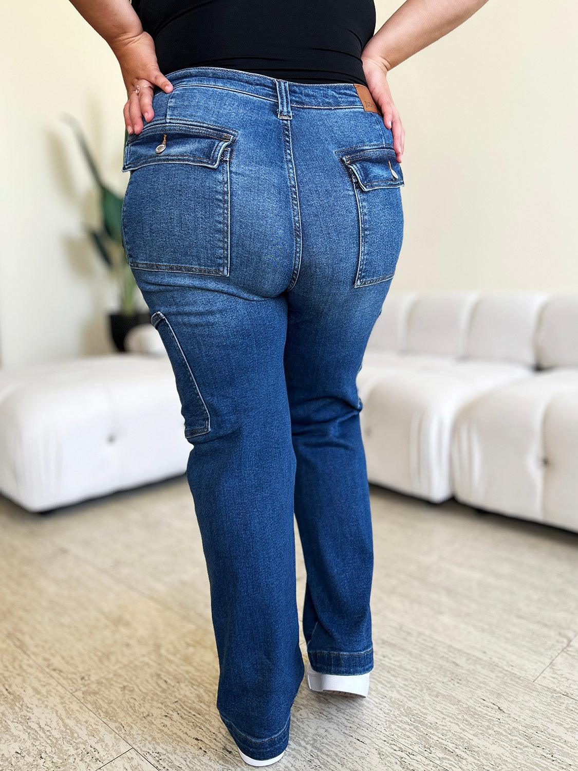 Judy Blue Full Size High Waist Straight Cargo Jeans - Wildflower Hippies