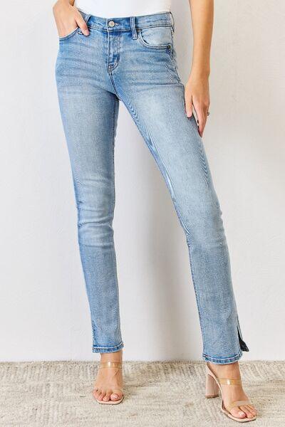 Kancan Full Size Mid Rise Y2K Slit Bootcut Jeans - Wildflower Hippies