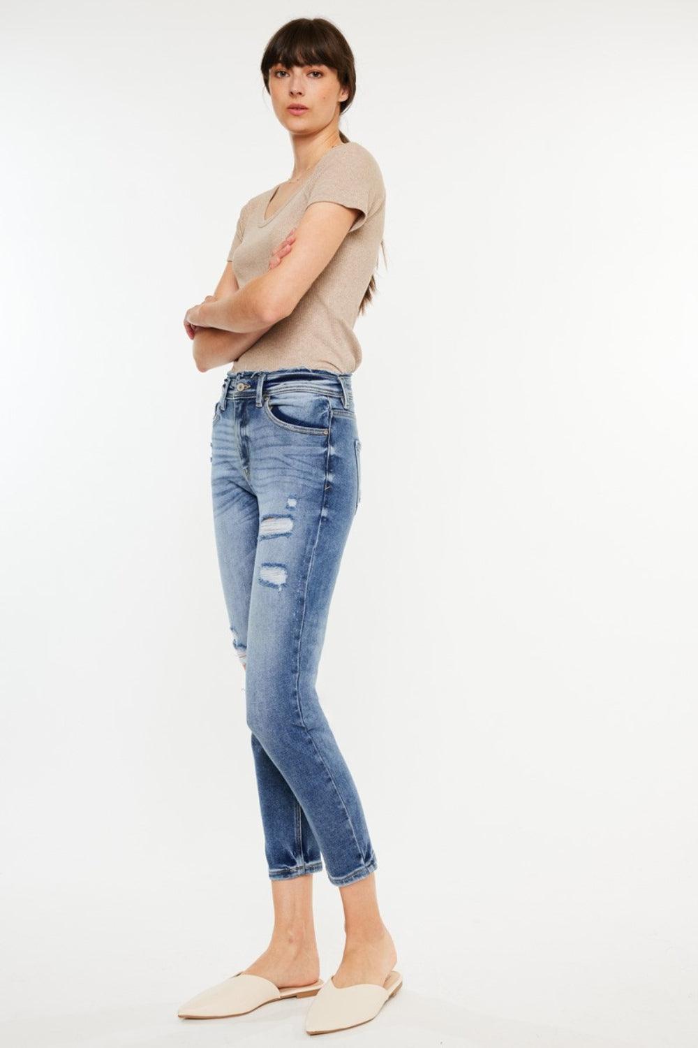 Kancan High Rise Distressed Mom Jeans - Wildflower Hippies