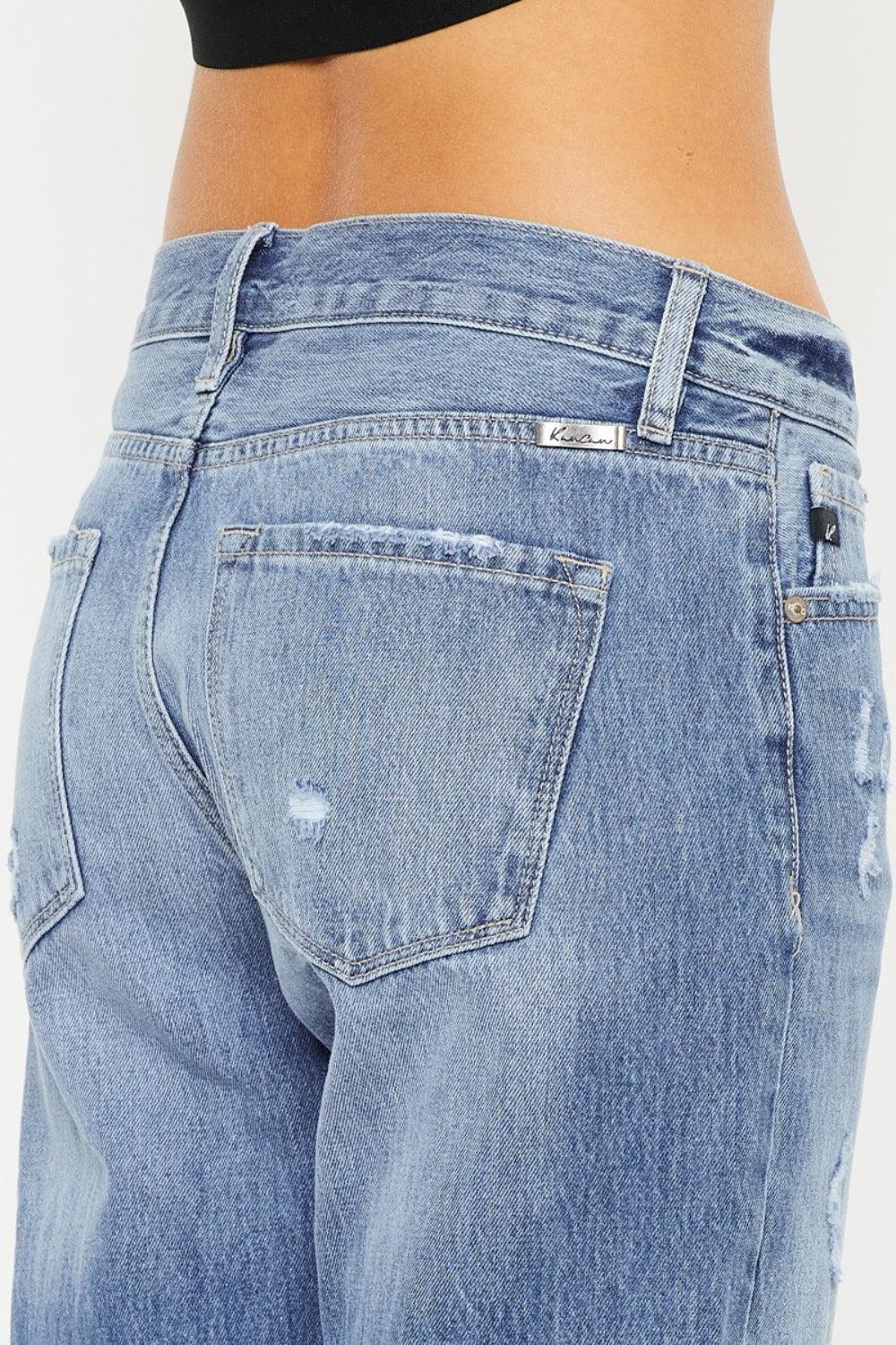 Kancan Mid Rise Distressed Straight Jeans - Wildflower Hippies