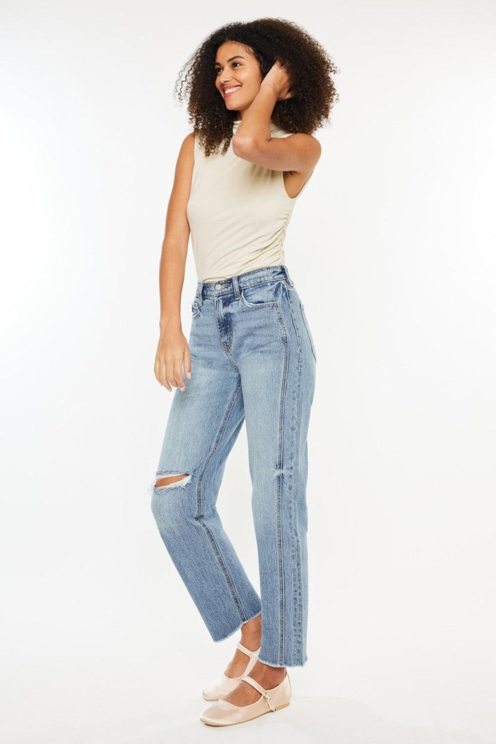 Kancan Ultra High Rise Distressed Straight Jeans - Wildflower Hippies