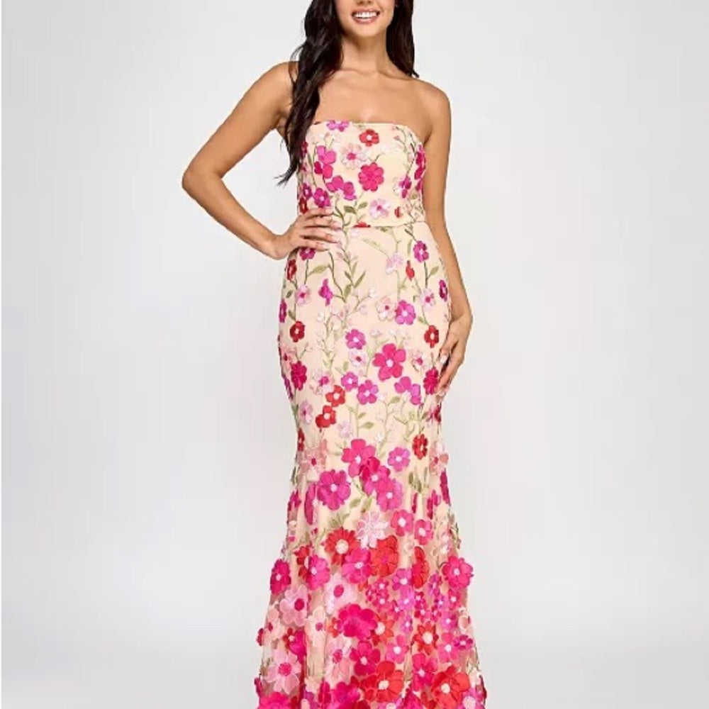 Say Yes Juniors' Embroidered 3D Floral Dress - Juniors Size 1 / 2