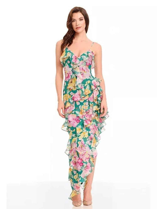 Dress the Population Josefina Printed Ruffle-Trim Dress