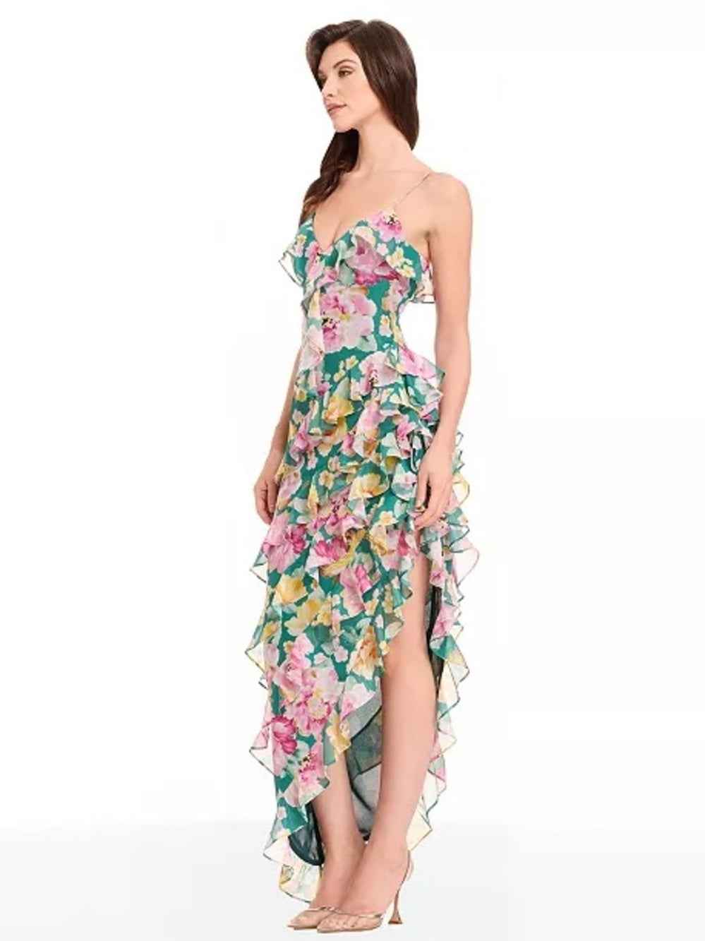 Dress the Population Josefina Printed Ruffle-Trim Dress