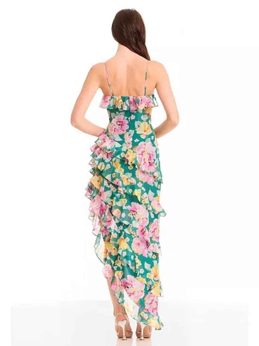 Dress the Population Josefina Printed Ruffle-Trim Dress