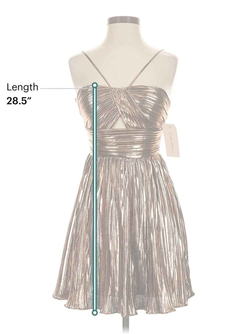 City Studio Metallic Copper Pleated Mini Dress size 3/4