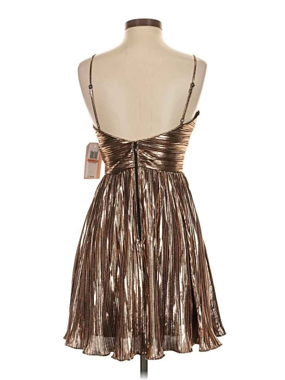 City Studio Metallic Copper Pleated Mini Dress size 3/4