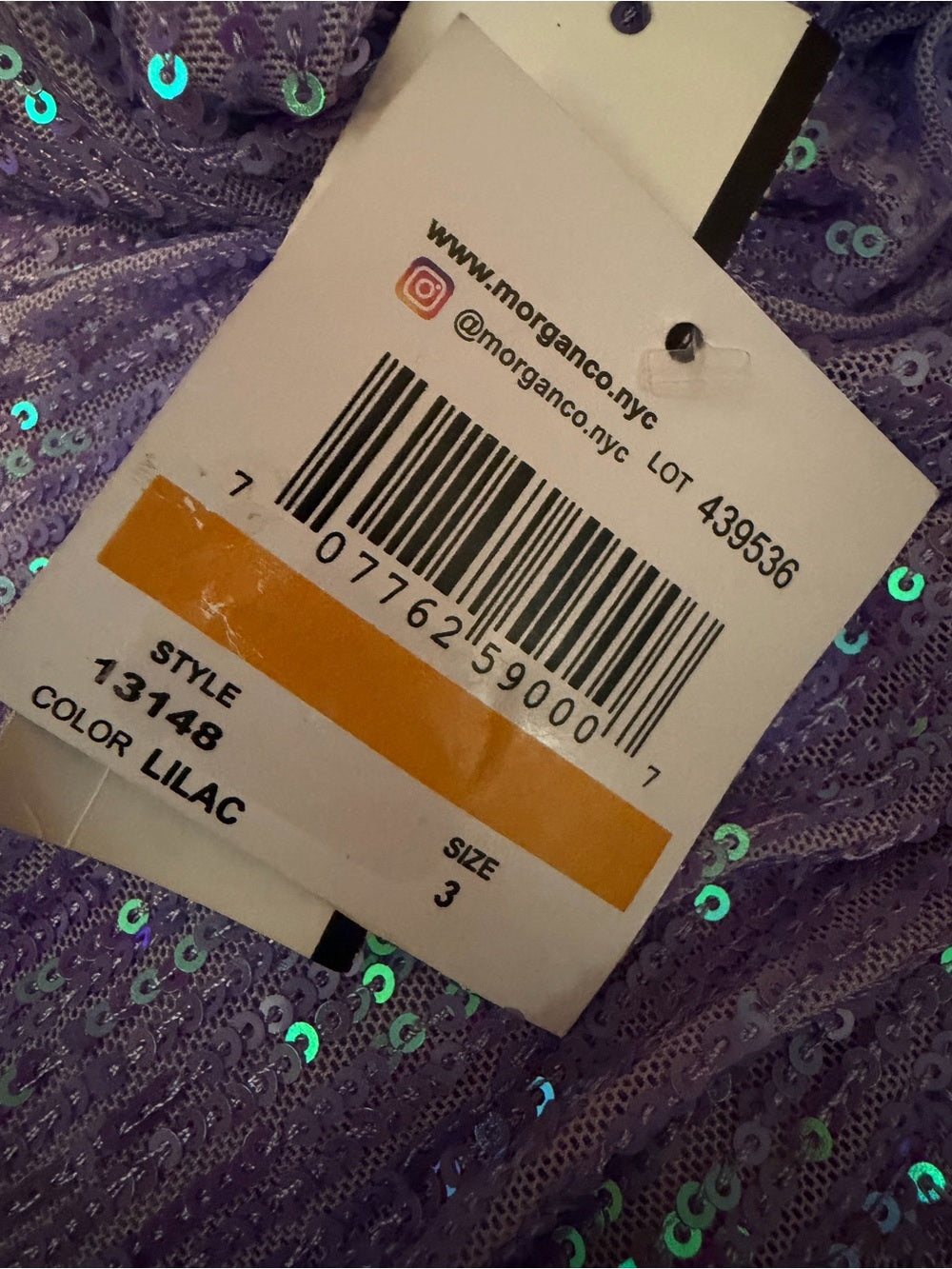 Morgan & Co. Lavender Sequin Prom Gown with Thigh Slit