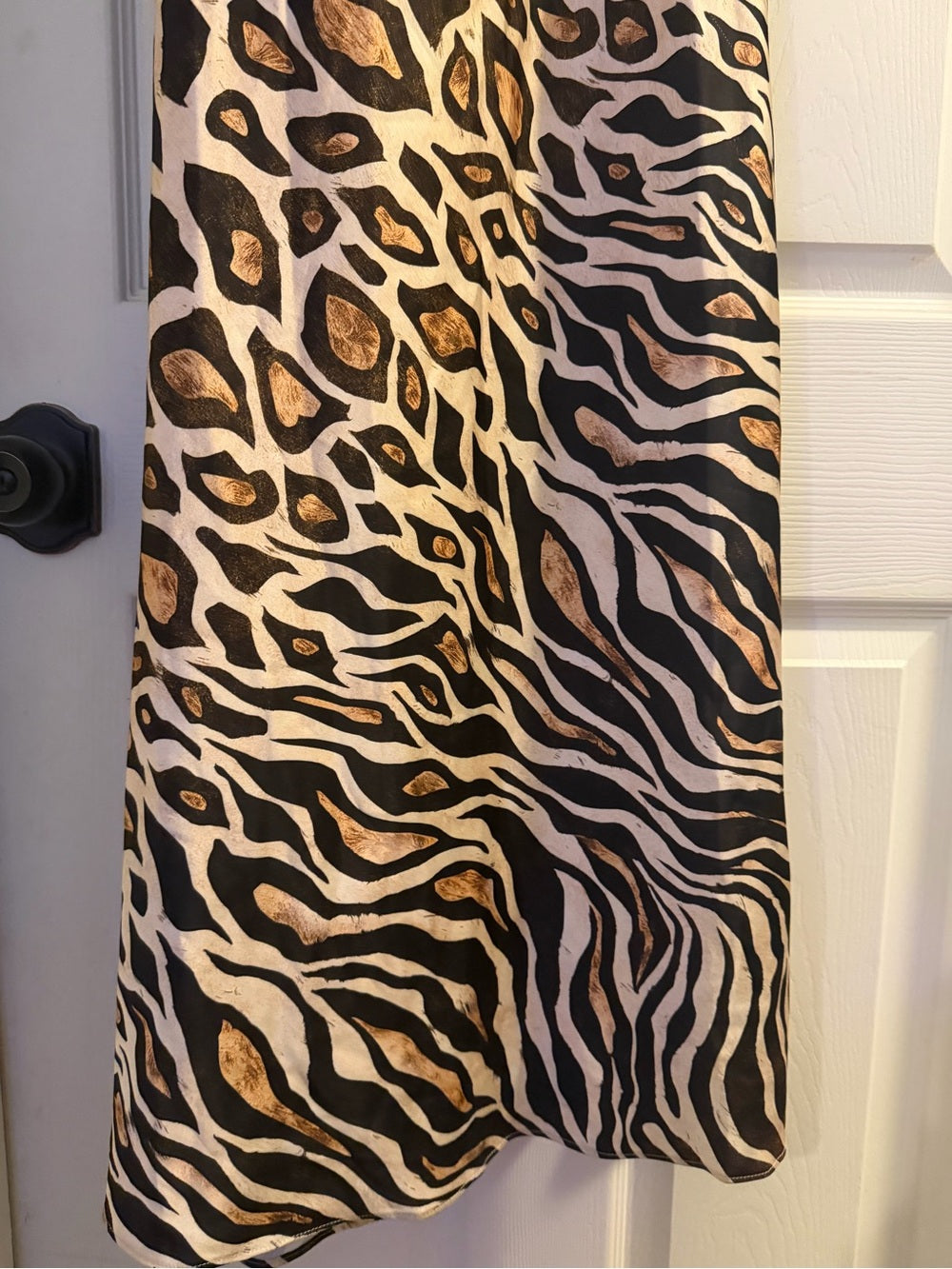 Avec Les Filles scarf tie neck Animal-Print Halter Maxi Dress in Brown and Black