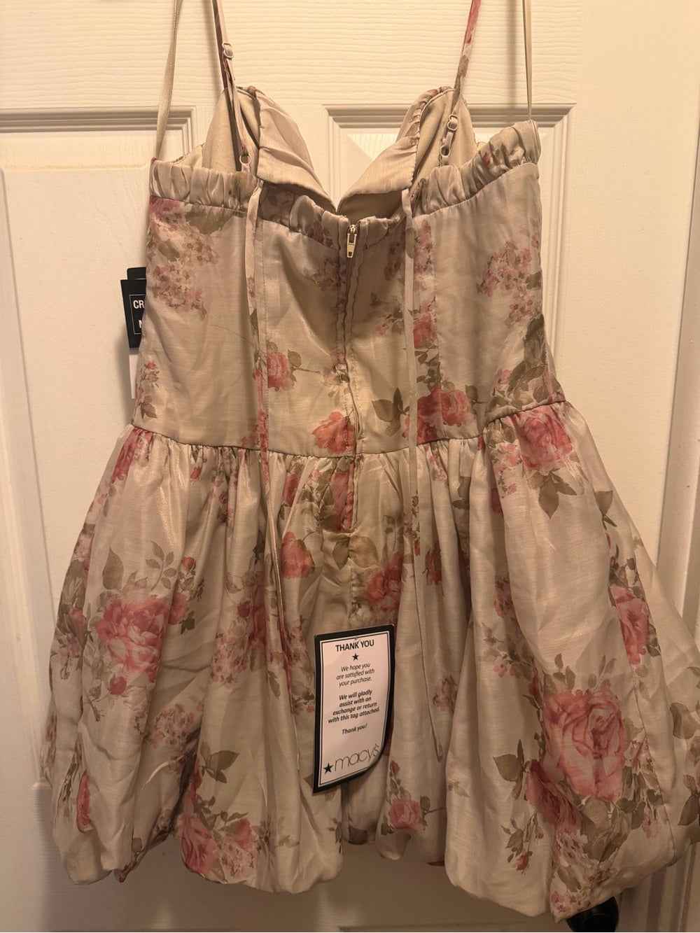 Juniors rose print bubble hem