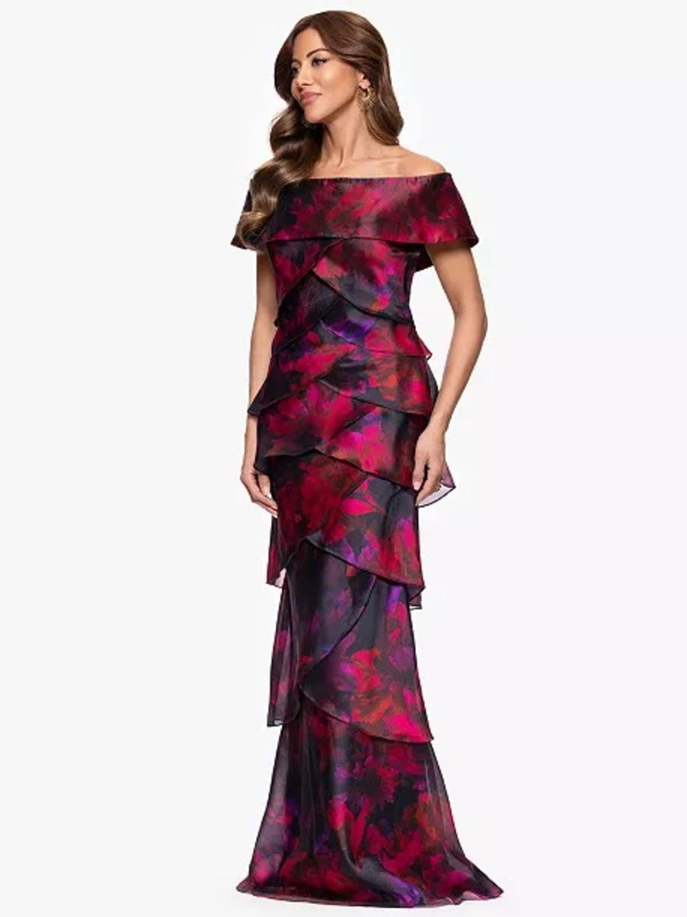 Xscape Black Berry long sheets dress