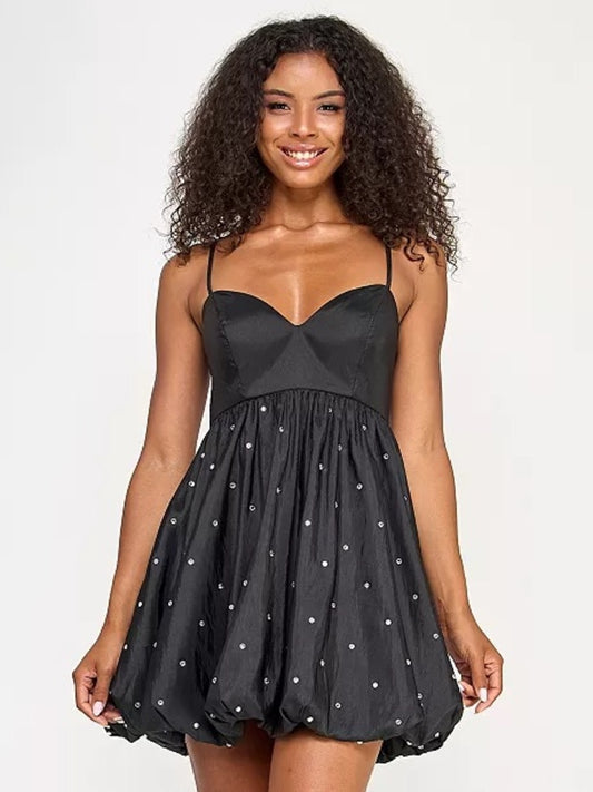 Seni & Cade Juniors size 3/4 rhinestone trim taffeta bubble dress