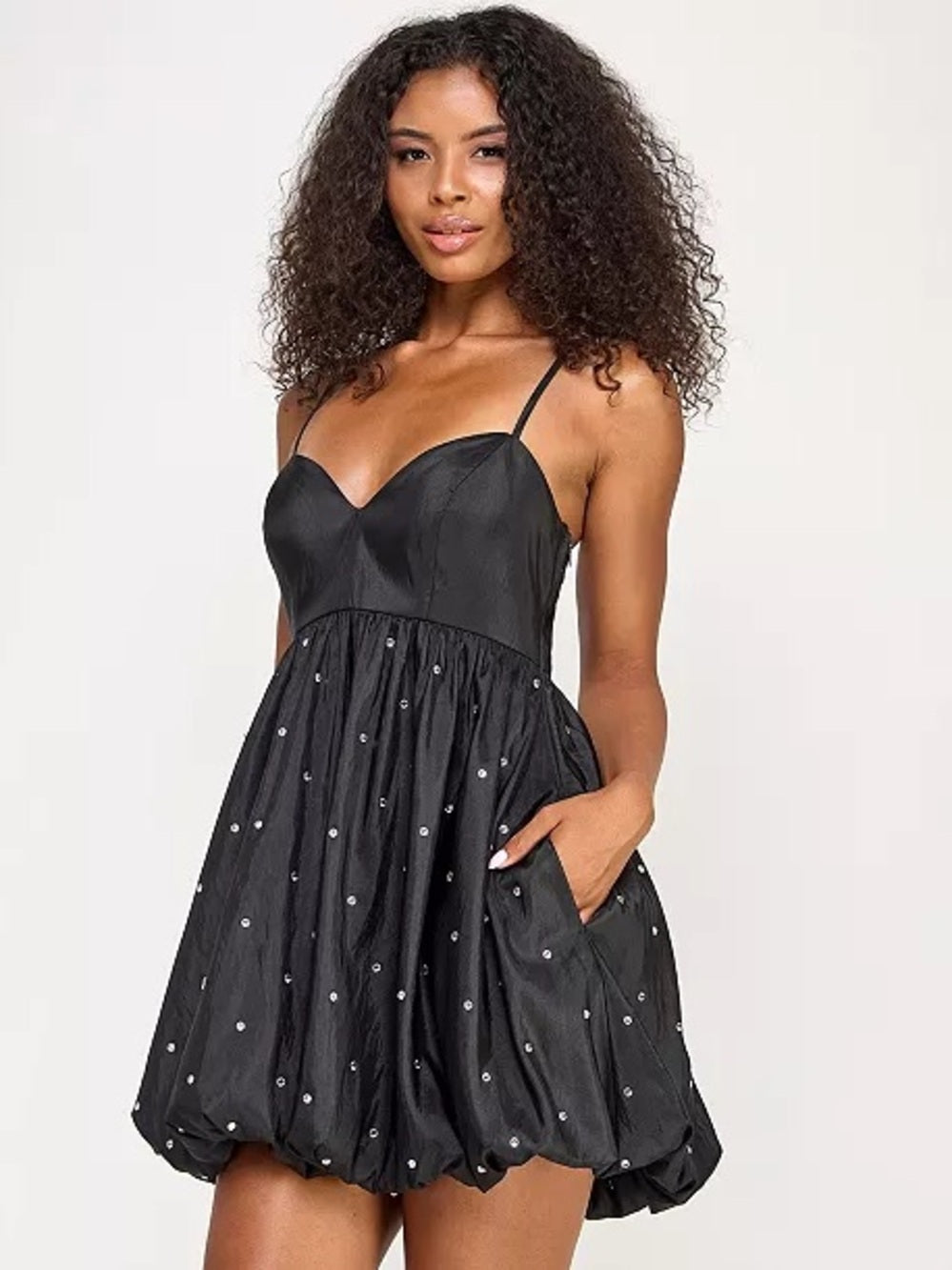Seni & Cade Juniors size 3/4 rhinestone trim taffeta bubble dress