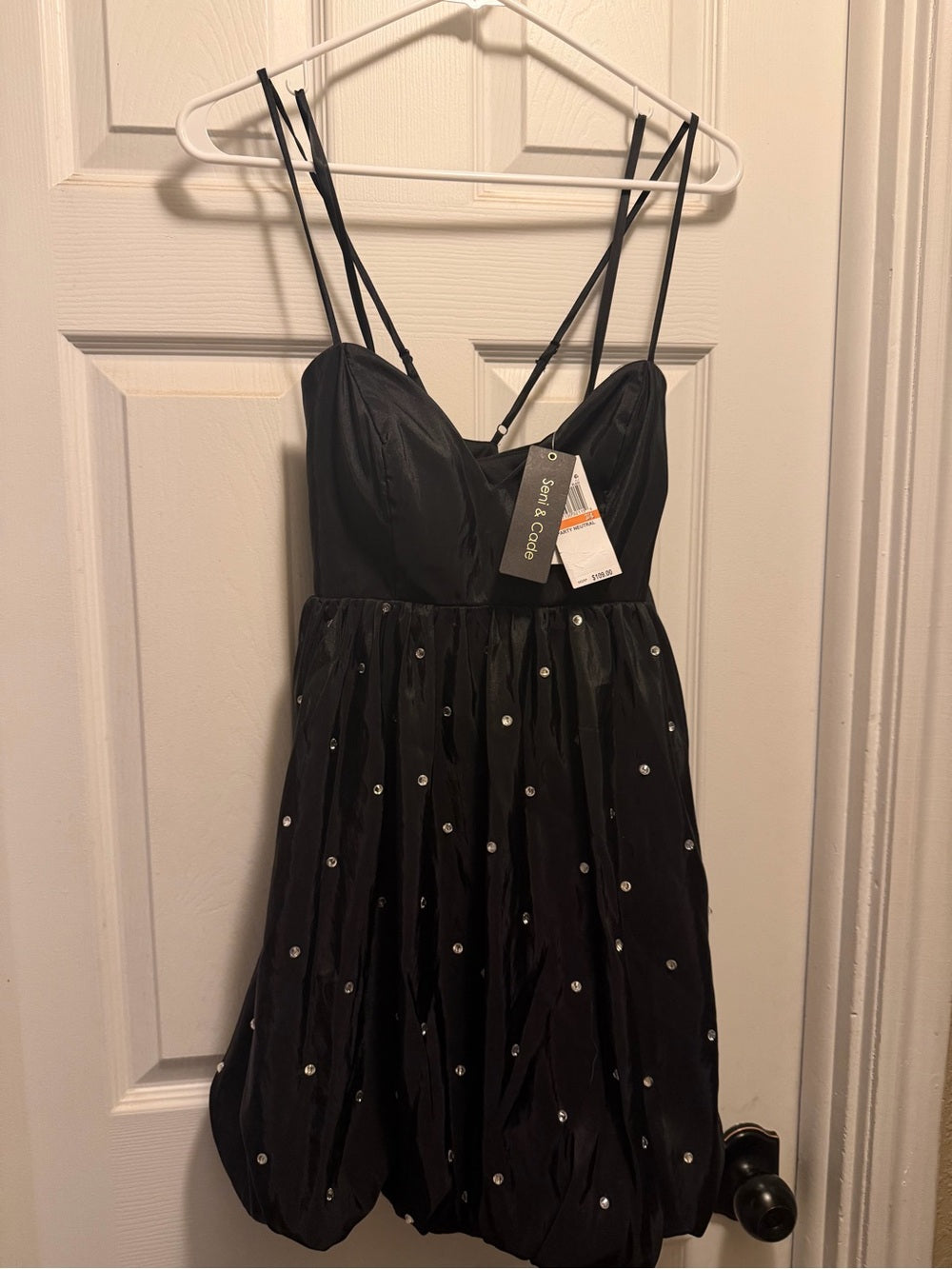 Seni & Cade Juniors size 3/4 rhinestone trim taffeta bubble dress