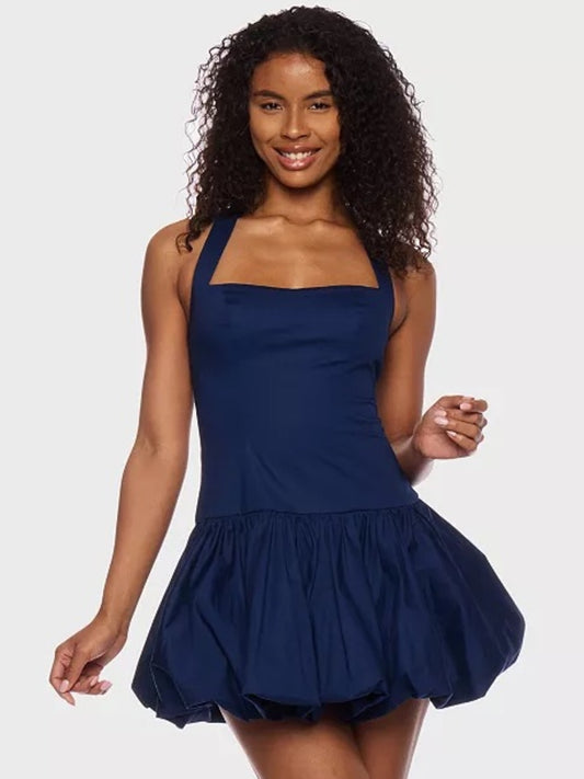 Alex & Sophia Juniors 3/4 Halter bubble hem dress