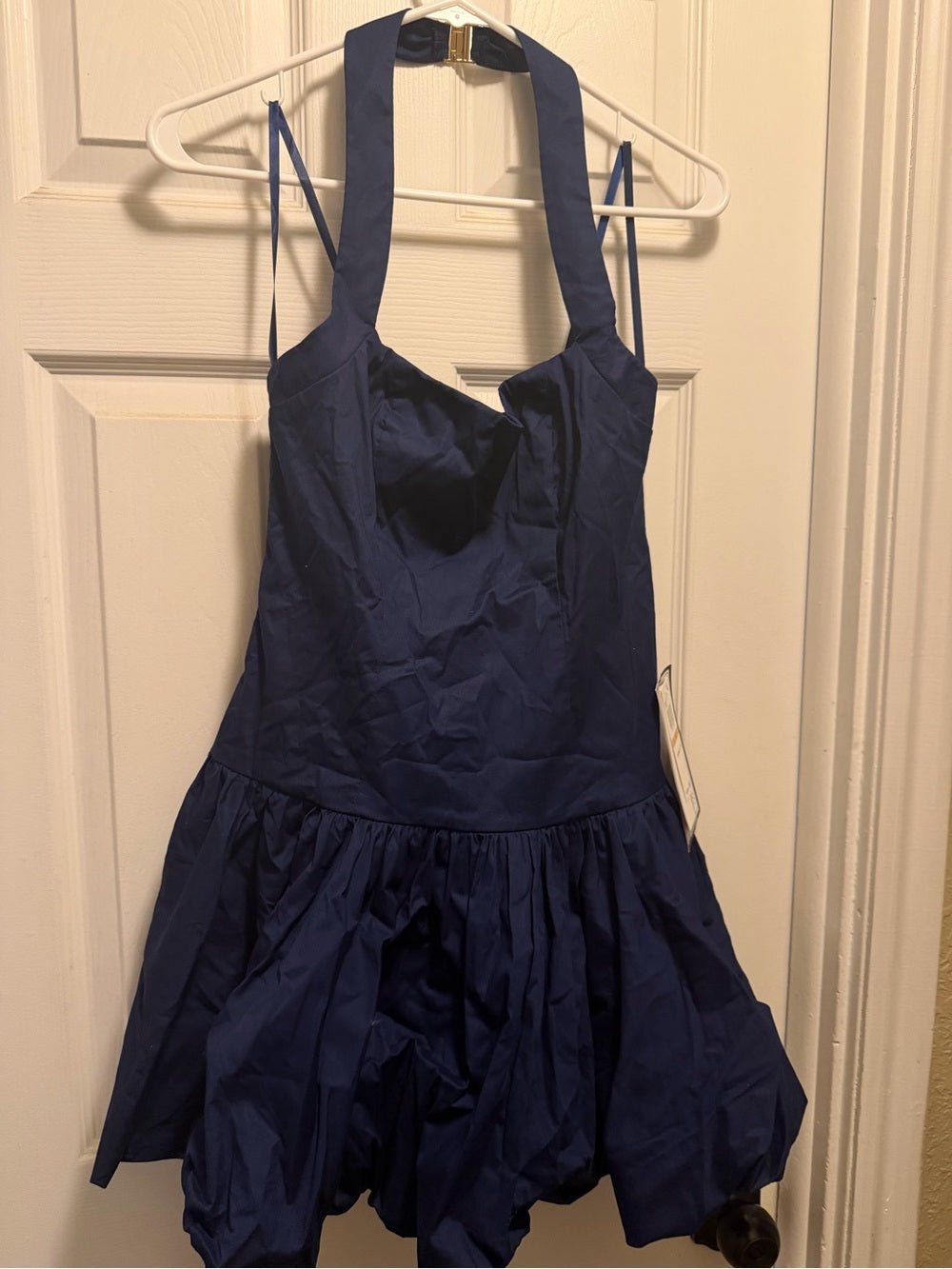 Alex & Sophia Juniors 3/4 Halter bubble hem dress