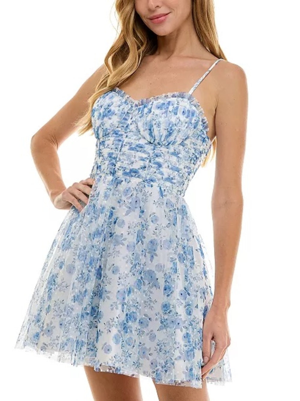 Seni & Cade Juniors 13/14 floral pleated tulle fit and flare