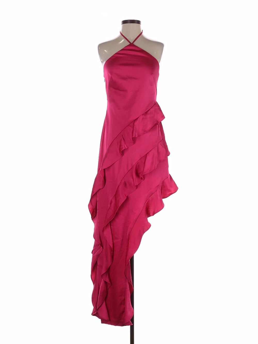Adrianna Papell Hot Pink Midi Dress – Elevate Your Elegance with a Striking Halter Design