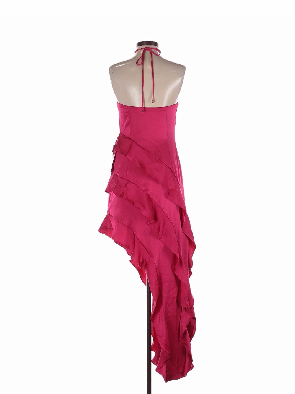 Adrianna Papell Hot Pink Midi Dress – Elevate Your Elegance with a Striking Halter Design