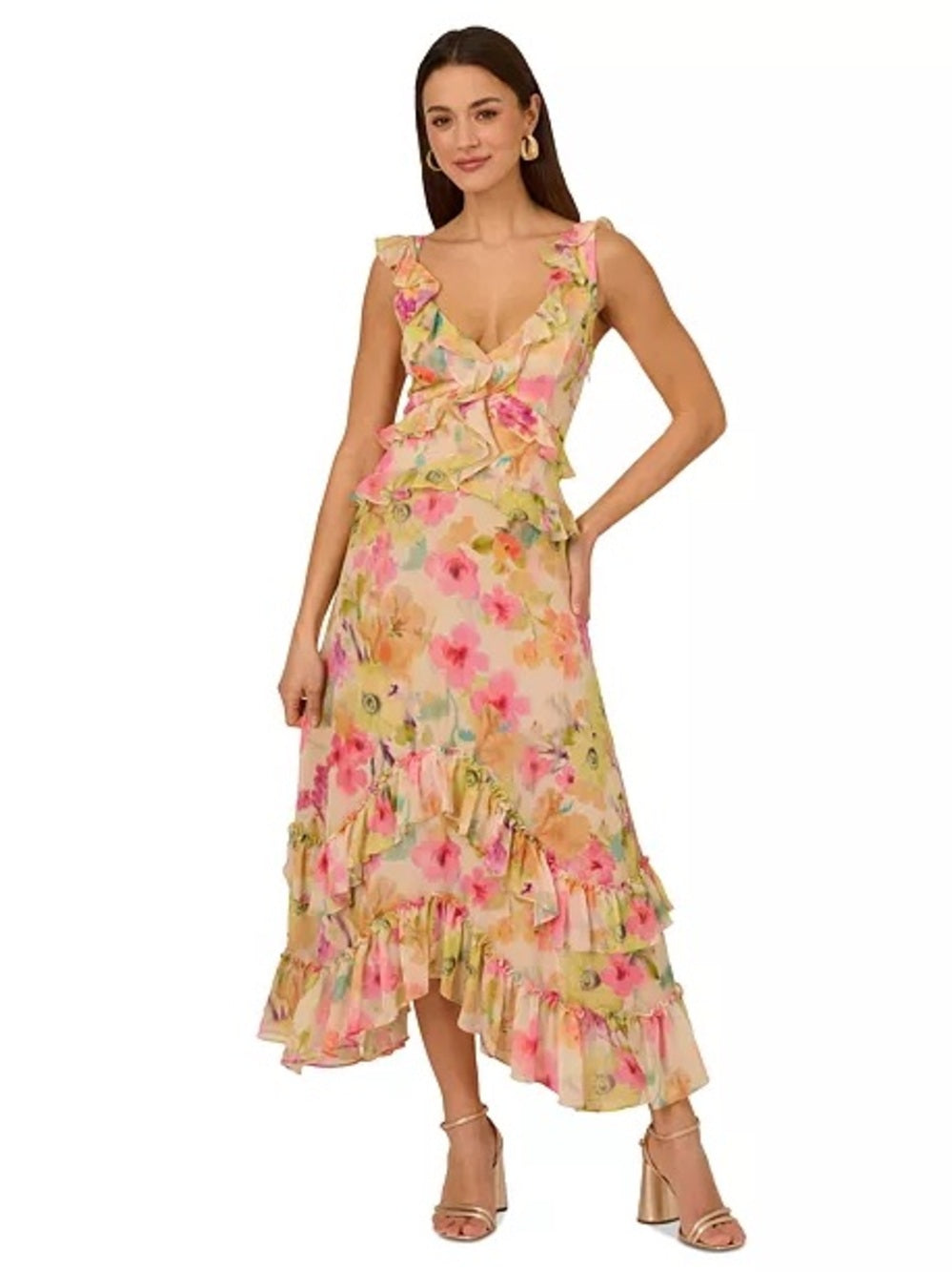 Adrianna Papell Floral Ruffle Dress - Elevate Your Style with Graceful Floral Elegance