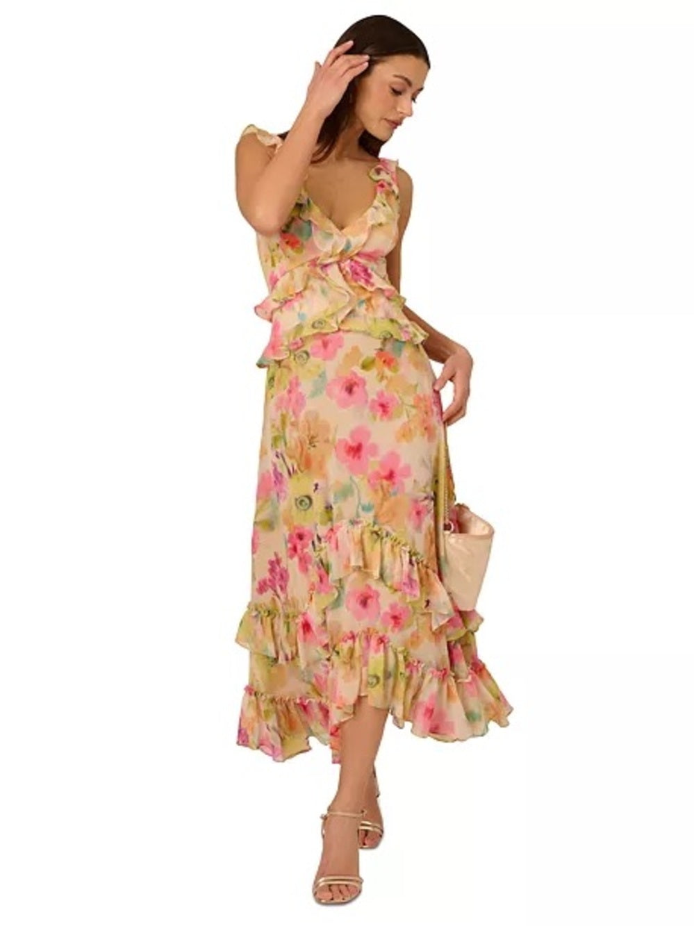Adrianna Papell Floral Ruffle Dress - Elevate Your Style with Graceful Floral Elegance