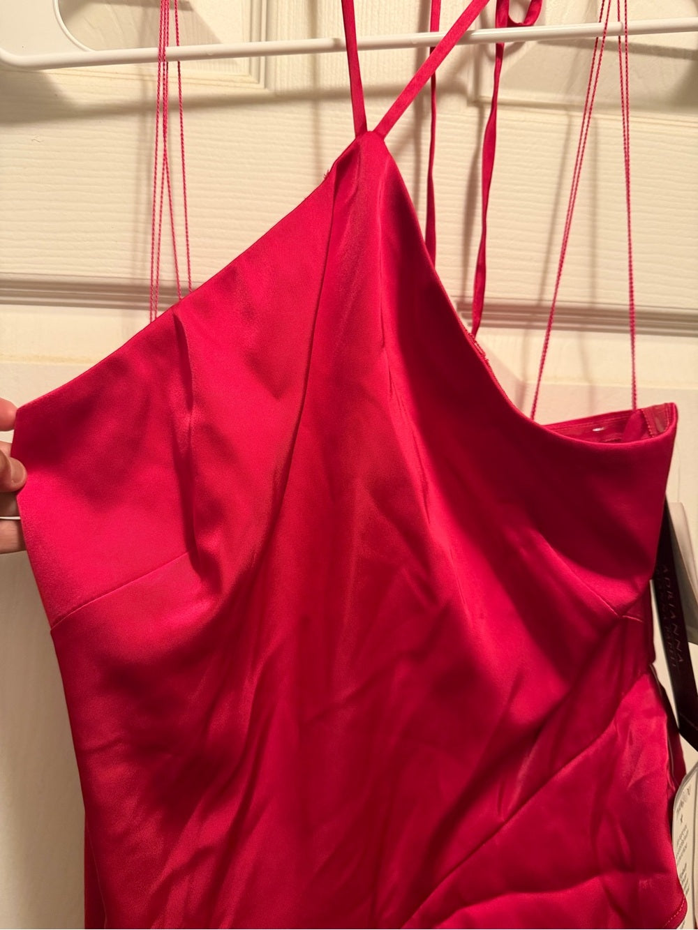 Adrianna Papell Hot Pink Midi Dress – Elevate Your Elegance with a Striking Halter Design
