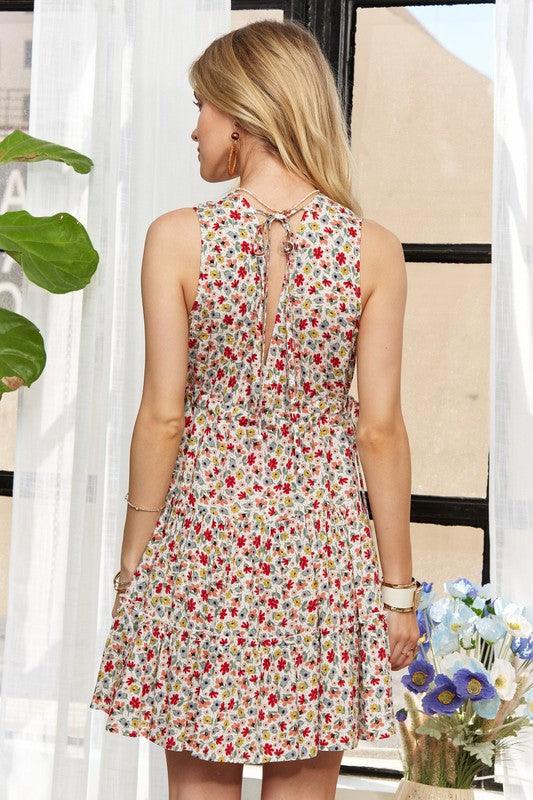 Lace Detail V-Neck Sleeveless Mini Dress - Wildflower Hippies