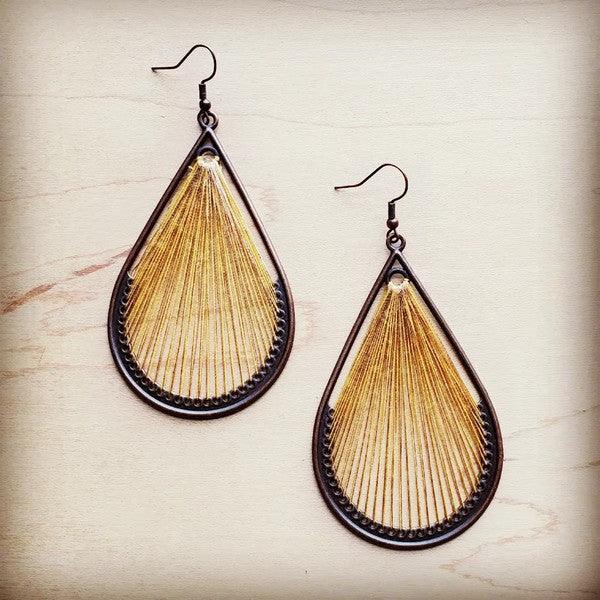 Large Woven Teardrop Earring in Mustard - Wildflower Hippies