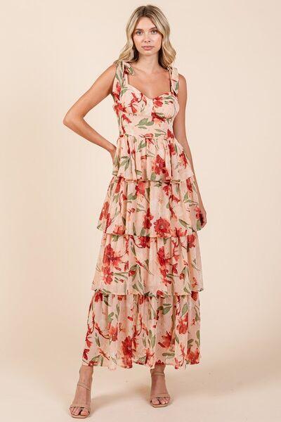 Layered Floral Sweetheart Neck Maxi Dress - Wildflower Hippies