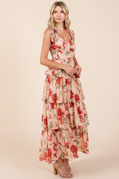 Layered Floral Sweetheart Neck Maxi Dress - Wildflower Hippies