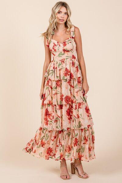 Layered Floral Sweetheart Neck Maxi Dress - Wildflower Hippies