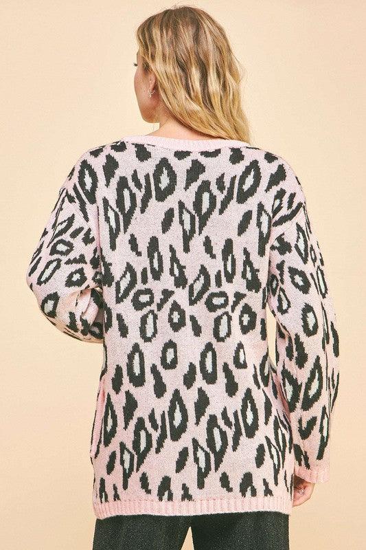 Leopard Ribbon Tie Front Loose Fit Cardigan - Wildflower Hippies