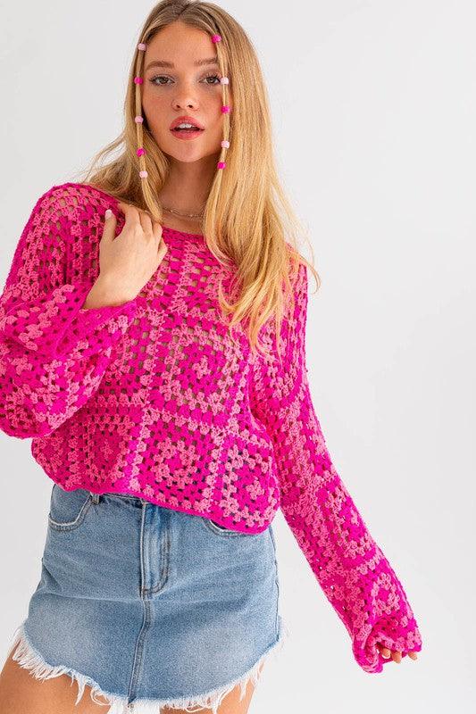 Long Sleeve Crochet Top - Wildflower Hippies