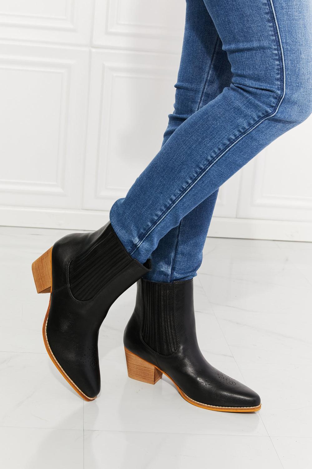 Love the Journey Stacked Heel Chelsea Boot in Black - Wildflower Hippies