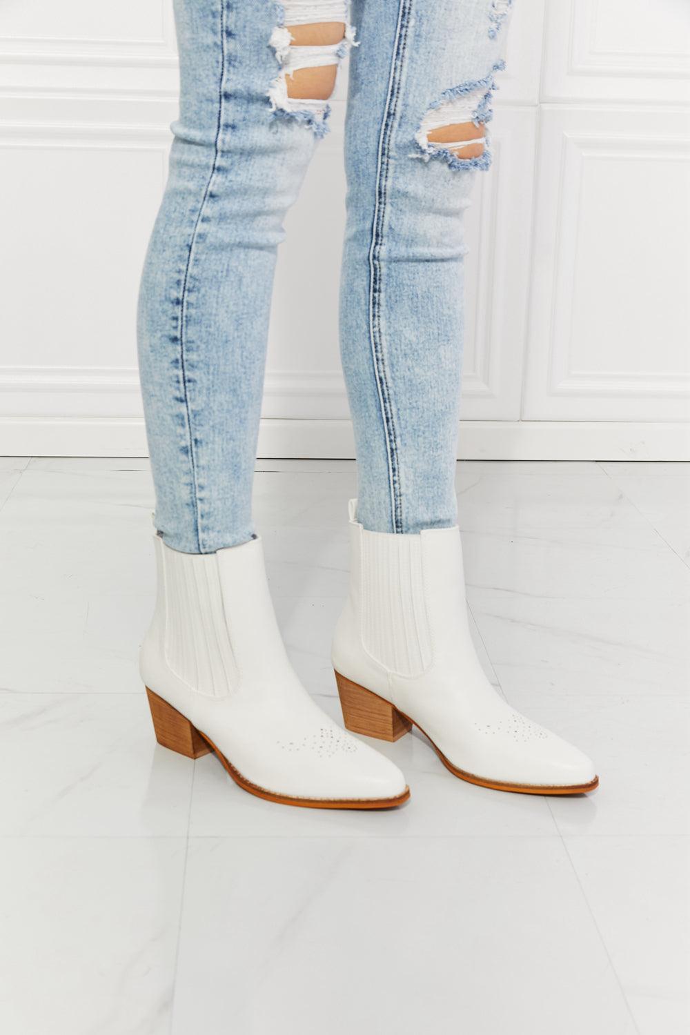 Love the Journey Stacked Heel Chelsea Boot in White - Wildflower Hippies