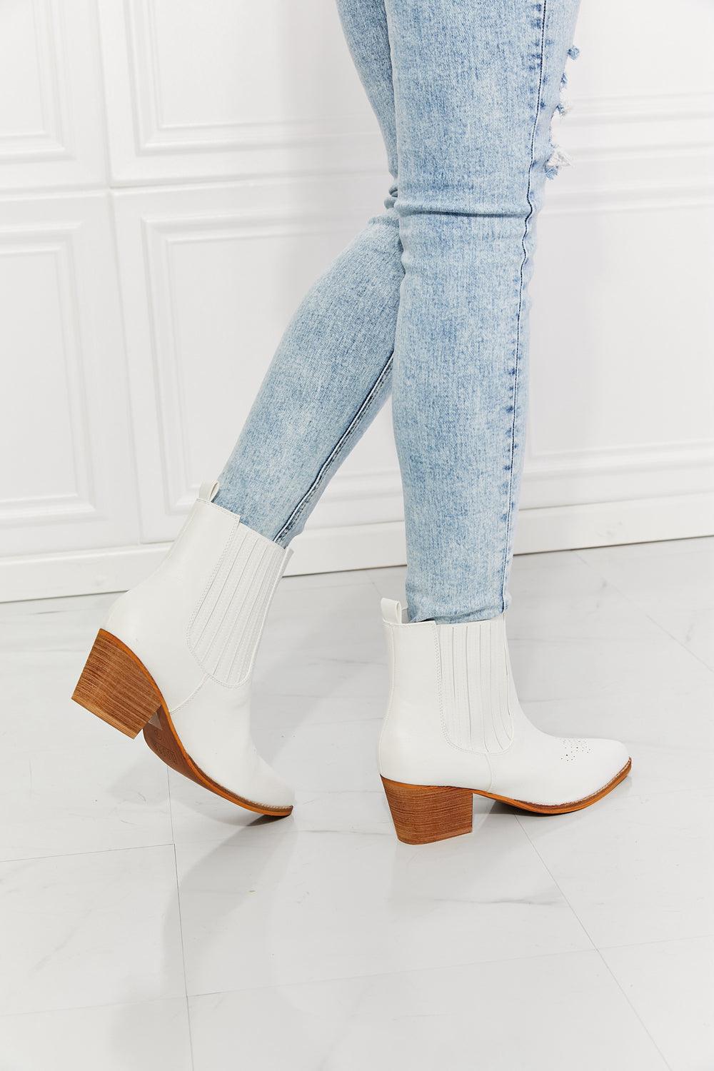 Love the Journey Stacked Heel Chelsea Boot in White - Wildflower Hippies