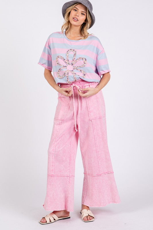 Mineral Washed Terry Wide Leg Pants - Wildflower Hippies