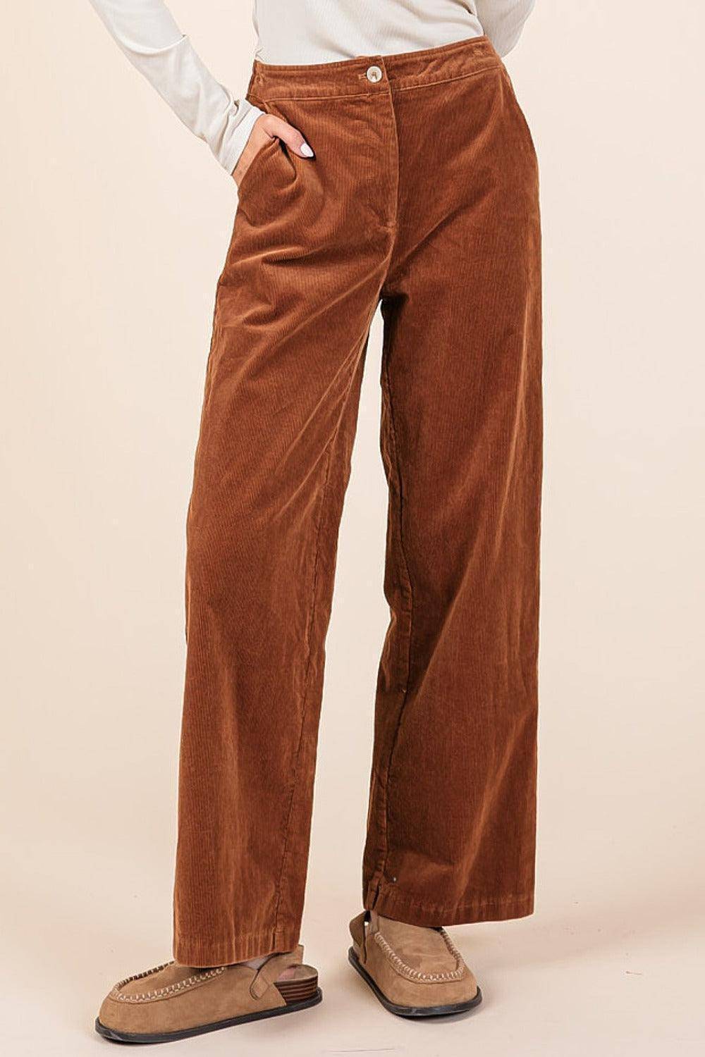 Corduroy Back Elastic Waist Pants - Wildflower Hippies