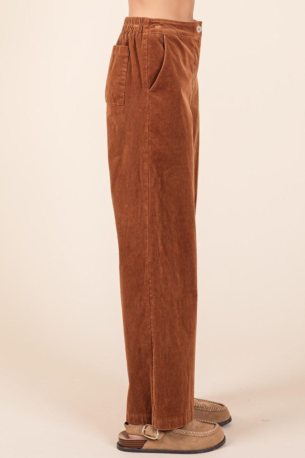 Corduroy Back Elastic Waist Pants - Wildflower Hippies