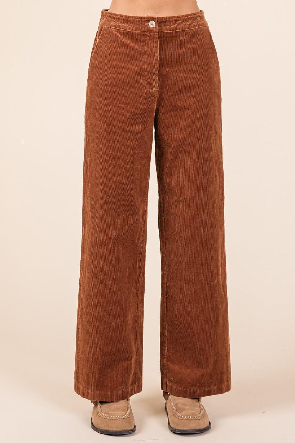 Corduroy Back Elastic Waist Pants - Wildflower Hippies