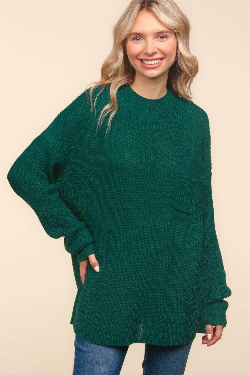 Mock Neck Side Slit Knit Top - Wildflower Hippies