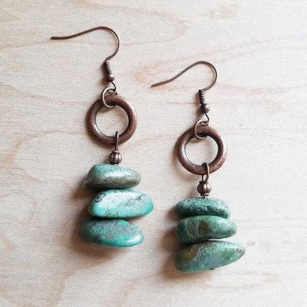 Natural Turquoise Stacked Gemstone Earrings - Wildflower Hippies