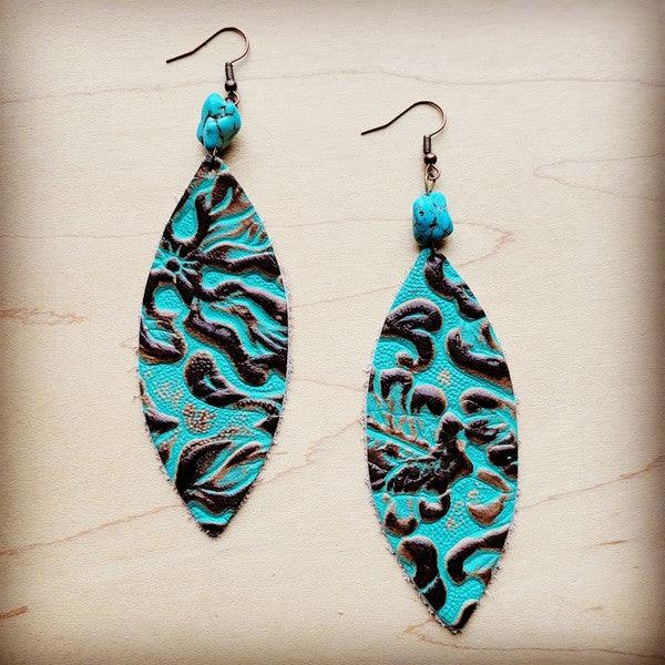 Oval Earrings in Cowboy Turq w/ Turquoise Accent - Wildflower Hippies