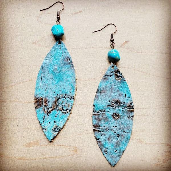 Oval Earrings in Turq Metallic w Turquoise Accent - Wildflower Hippies