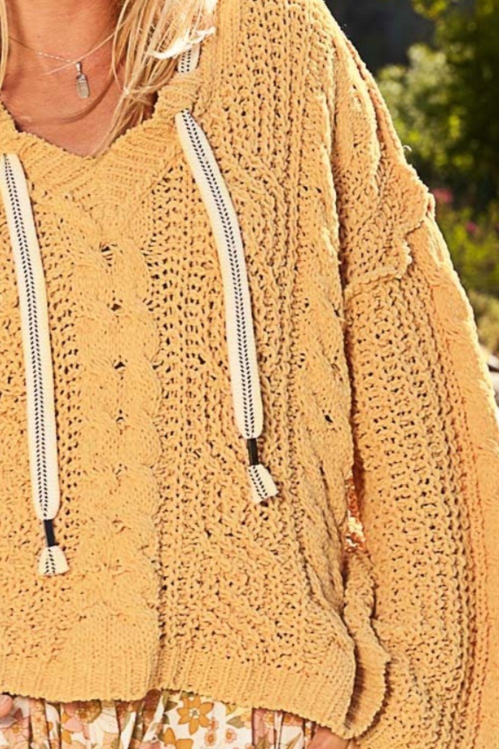 POL Cable Knit Hooded Chenille Sweater - Wildflower Hippies