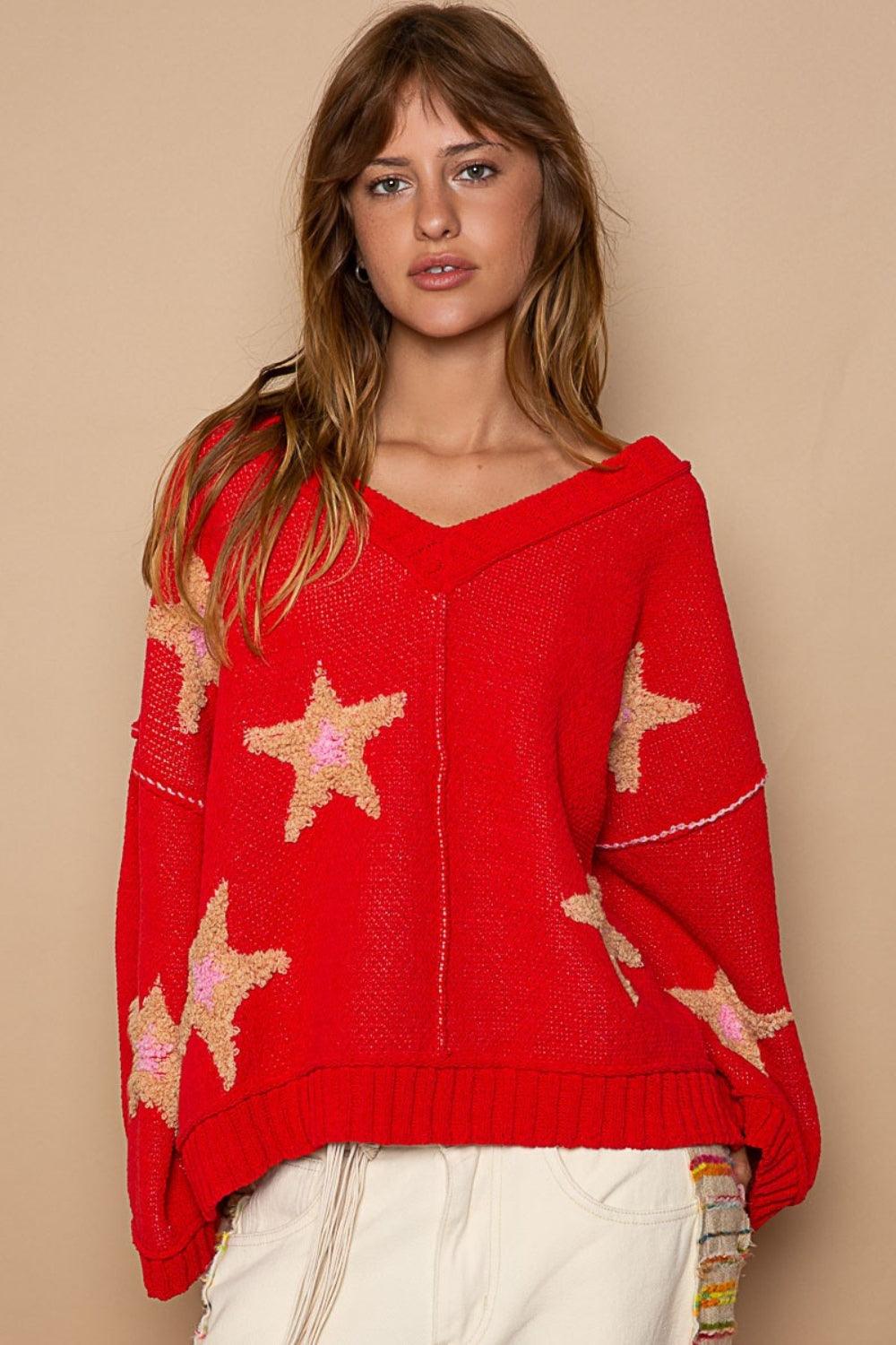 POL Long Sleeve Star Patch Sweater - Wildflower Hippies