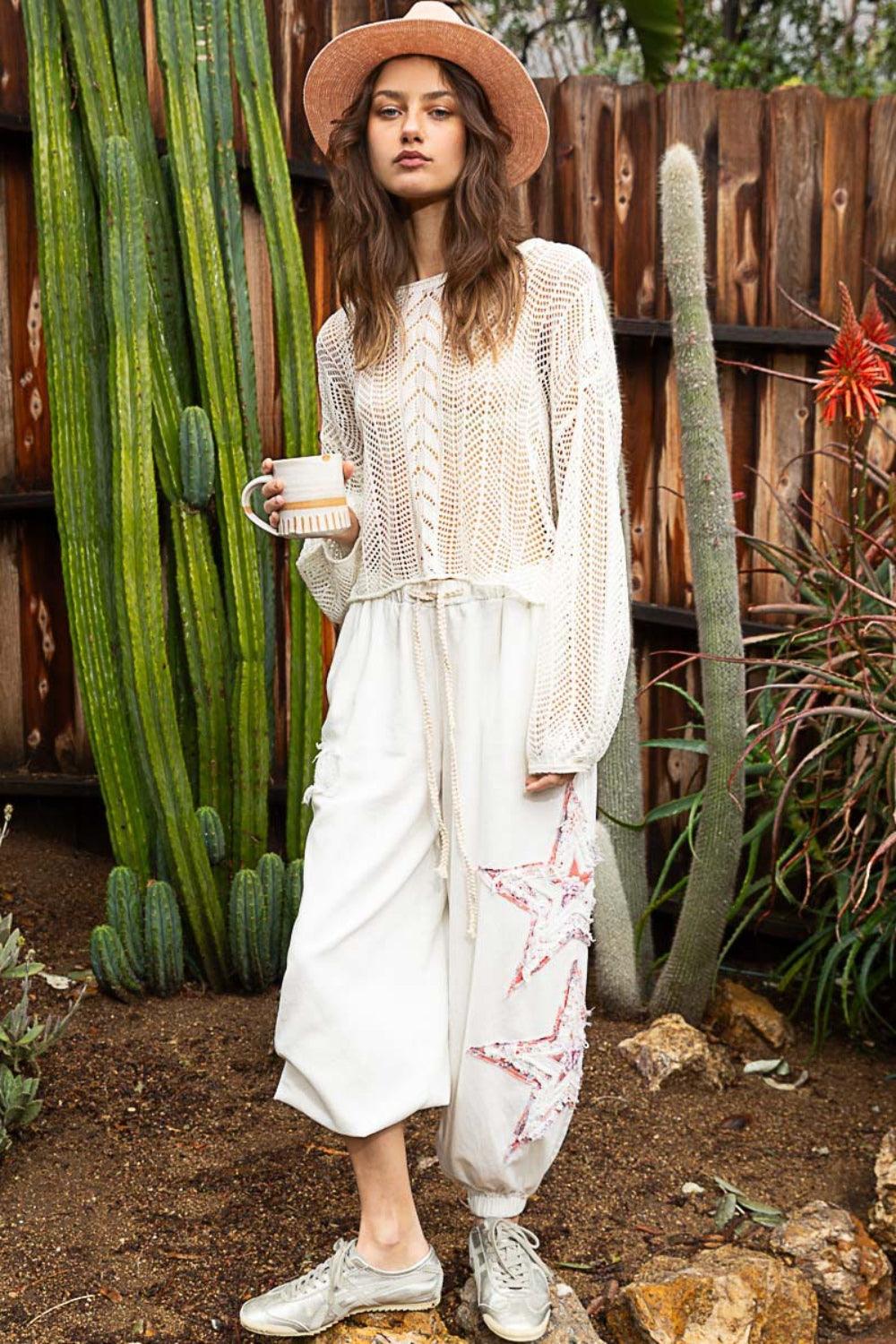 POL Openwork Balloon Sleeve Knit Cover Up - Wildflower Hippies