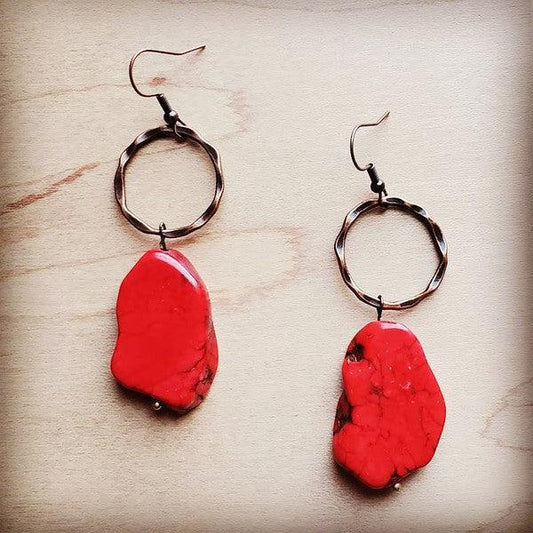 Red Turquoise Chunky Earrings - Wildflower Hippies