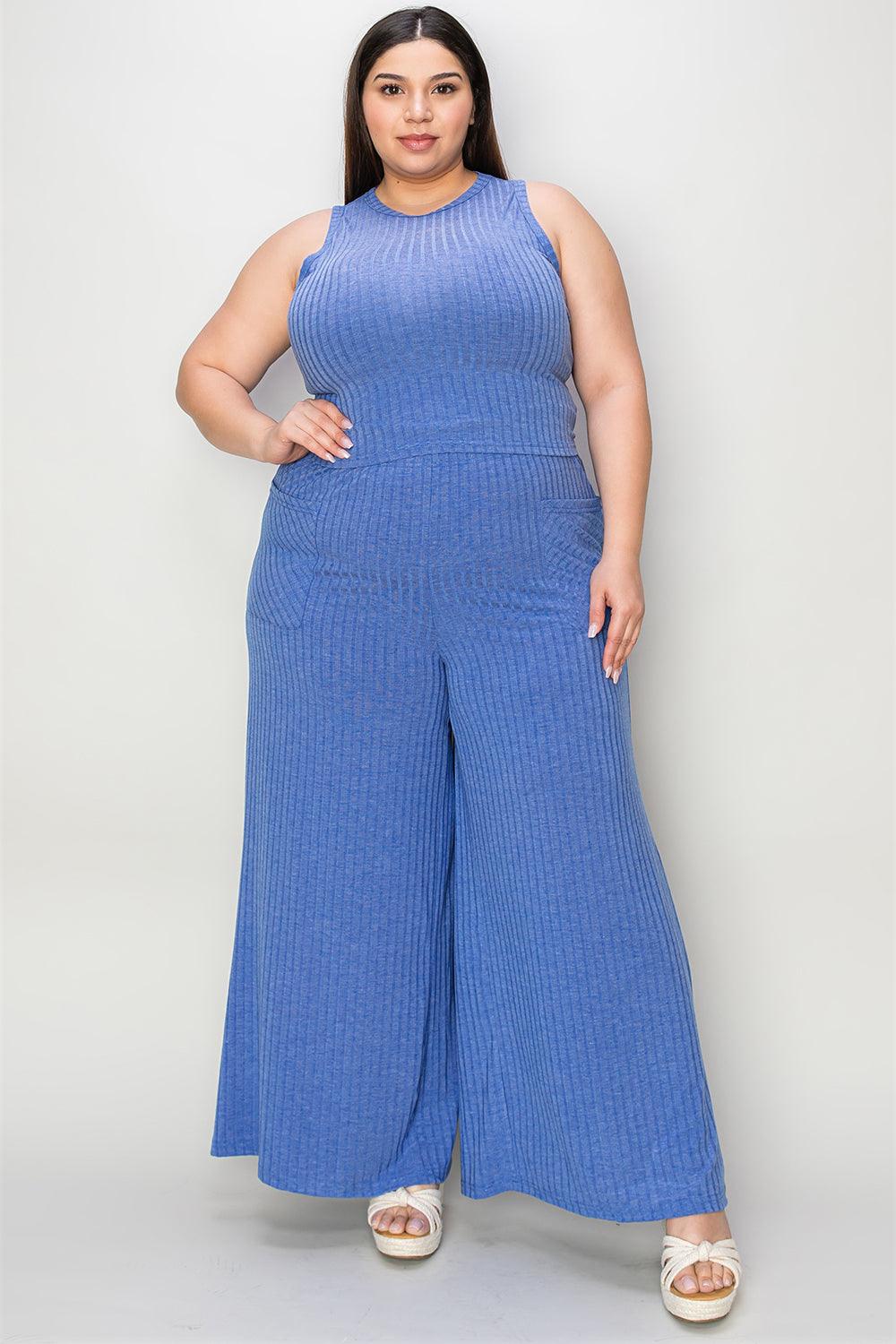 Ribbed Tank and Wide Leg Pants Set - Wildflower Hippies